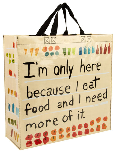 Shopper Bag - Im Here Because I Eat Tote Bags Blue Q  Paper Skyscraper Gift Shop Charlotte