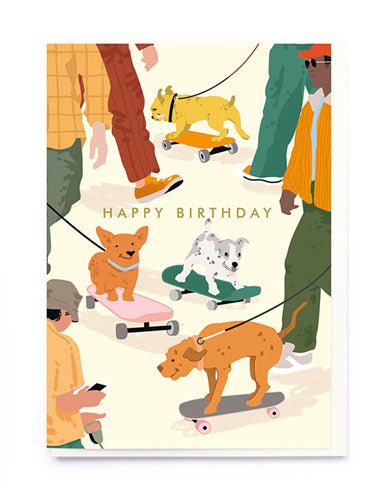 Skateboard Pups Birthday Card Cards Notes & Queries  Paper Skyscraper Gift Shop Charlotte