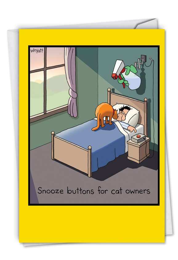 Snooze Buttons For Cat Owners | Birthday Card Cards NobleWorks Paper Skyscraper Gift Shop Charlotte