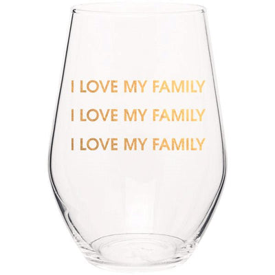 Stemless Wine Glass | I Love My Family I Love My Family Wine Glasses Chez Gagné  Paper Skyscraper Gift Shop Charlotte