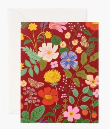 Strawberry Fields Red Everyday Single Card Cards Rifle Paper Co  Paper Skyscraper Gift Shop Charlotte