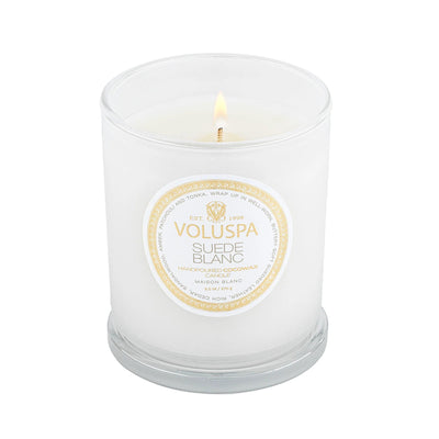 Suede Blanc 9.5oz Classic Candles Voluspa  Paper Skyscraper Gift Shop Charlotte