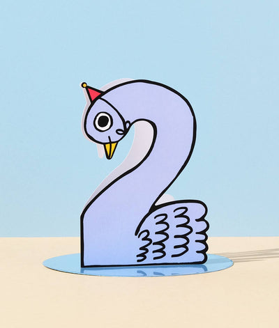 'Swan 2nd Birthday' Kid's Birthday Number Card Cards Wrap  Paper Skyscraper Gift Shop Charlotte