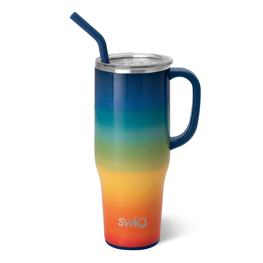 40 oz Tumbler with Handle, Rainbow Paint Insluated Tumbler with