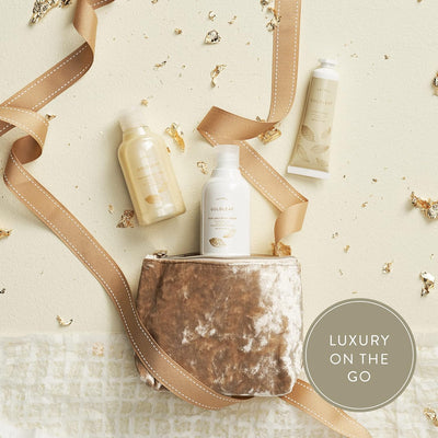 Travel Set with Beauty Bag I Goldleaf Beauty + Wellness Thymes  Paper Skyscraper Gift Shop Charlotte