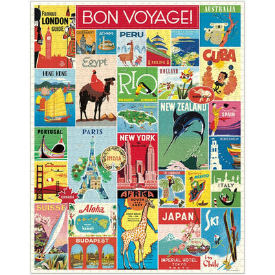 Travel Vintage Puzzle 1000 Piece Jigsaw Puzzles Cavallini Papers & Co., Inc.  Paper Skyscraper Gift Shop Charlotte