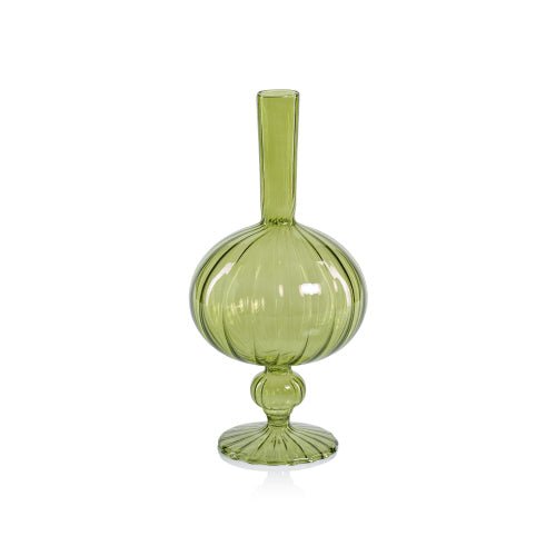 Venetian Spiral Vase-Onion Shape | Green, 3.75" x 7.5" Holiday Zodax  Paper Skyscraper Gift Shop Charlotte