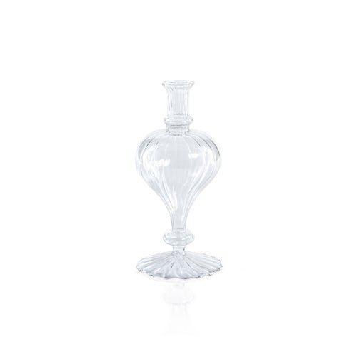 Venetian Spiral Vase-Turnip Shape | Clear, 3.5" Holiday Zodax  Paper Skyscraper Gift Shop Charlotte