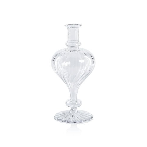 Venetian Spiral Vase-Turnip Shape | Clear, 4.25" x 9" Holiday Zodax  Paper Skyscraper Gift Shop Charlotte