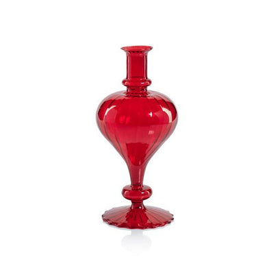 Venetian Spiral Vase-Turnip Shape | Red, 4.25" x 9" Holiday Zodax  Paper Skyscraper Gift Shop Charlotte