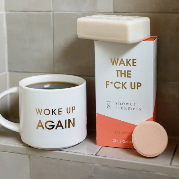 Wake the F*ck Up Shower Steamers Cards Chez Gagné  Paper Skyscraper Gift Shop Charlotte