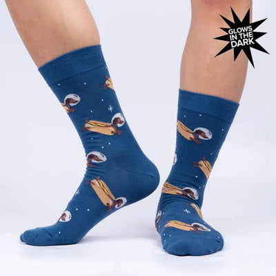 Weiner Dogs, In Space! Men's Crew Socks Socks Sock It to Me  Paper Skyscraper Gift Shop Charlotte