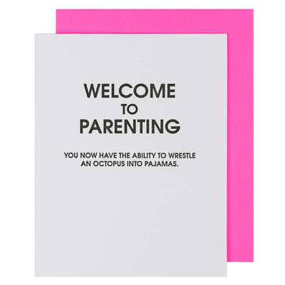 Welcome To Parenting Octopus Pajamas - Letterpress Card Cards Chez Gagné  Paper Skyscraper Gift Shop Charlotte