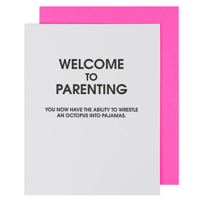 Welcome To Parenting Octopus Pajamas - Letterpress Card Cards Chez Gagné  Paper Skyscraper Gift Shop Charlotte