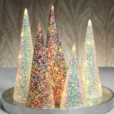 White LED Sequin Tree 10.25" Holiday Zodax  Paper Skyscraper Gift Shop Charlotte