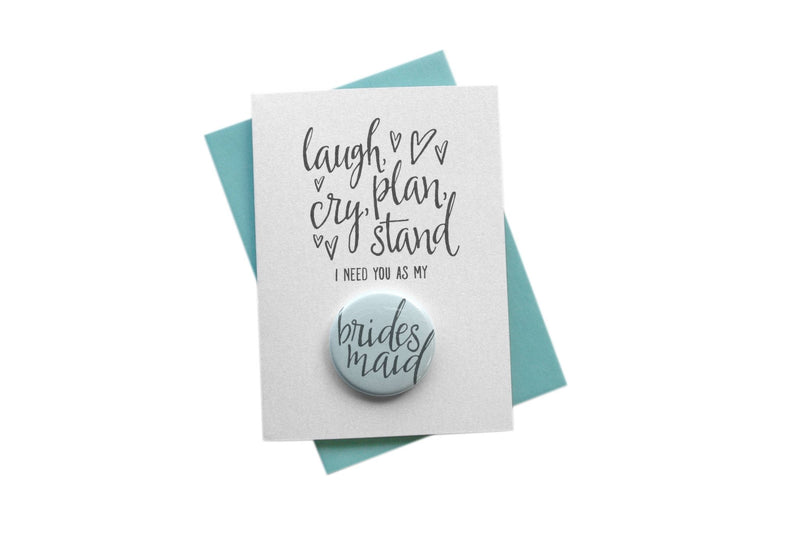 Will You Be My Bridesmaid Button Pin | Wedding Card Cards Marrygrams  Paper Skyscraper Gift Shop Charlotte