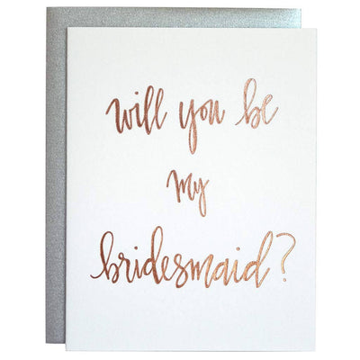 Will You Be My Bridesmaid Letterpress Card Cards Chez Gagné  Paper Skyscraper Gift Shop Charlotte