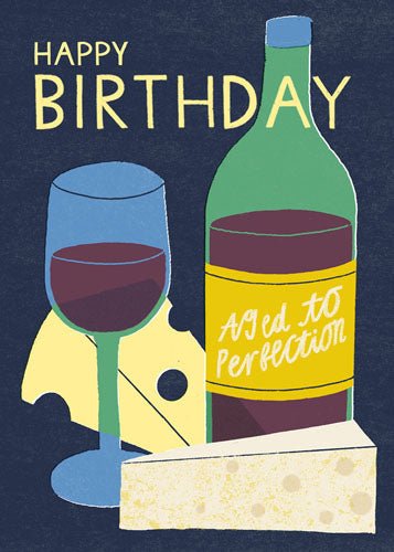 Wine and Cheese Birthday Card Cards Notes & Queries  Paper Skyscraper Gift Shop Charlotte