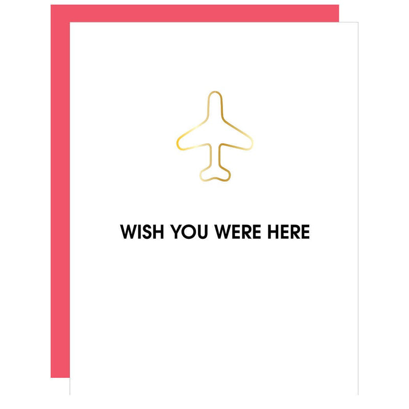 Wish You Were Here Airplane Paperclip Letterpress Card Cards Chez Gagné  Paper Skyscraper Gift Shop Charlotte