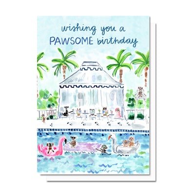 Wishing You A Pawsome | Birthday Card Cards Evelyn Henson  Paper Skyscraper Gift Shop Charlotte