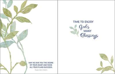 With Scripture Retirement Card - Navy Bird on Branch  GINA B DESIGNS  Paper Skyscraper Gift Shop Charlotte