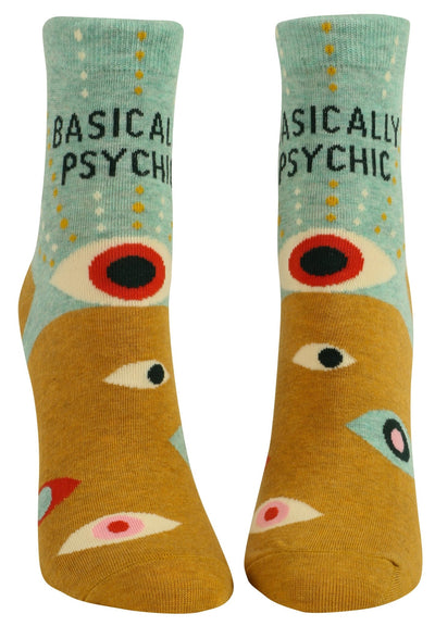 Women's Ankle Socks - Basically Psychic Socks Blue Q  Paper Skyscraper Gift Shop Charlotte