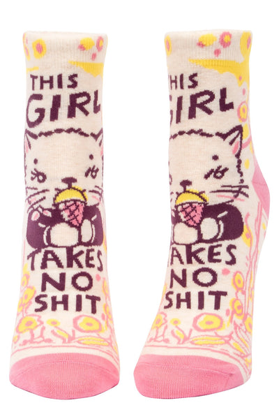 Womens Ankle Socks Girl Takes No Socks Blue Q  Paper Skyscraper Gift Shop Charlotte