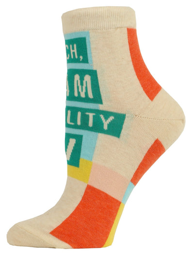 Women's Ankle Socks - I Am Reality TV Socks Blue Q  Paper Skyscraper Gift Shop Charlotte