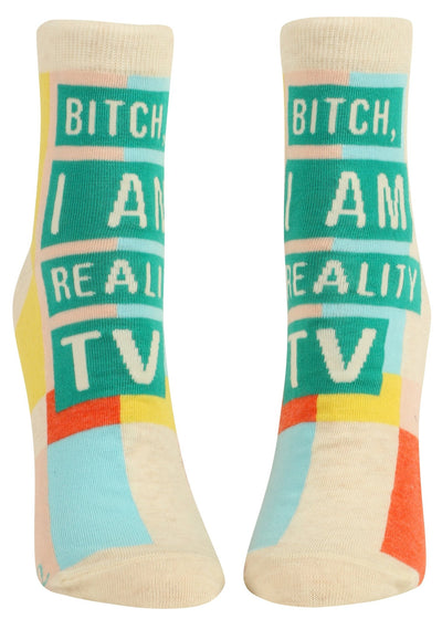 Women's Ankle Socks - I Am Reality TV Socks Blue Q  Paper Skyscraper Gift Shop Charlotte