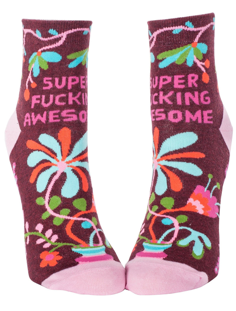 Womens Ankle Socks Super Awesome Apparel & Accessories - Socks Blue Q Paper Skyscraper Gift Shop Charlotte