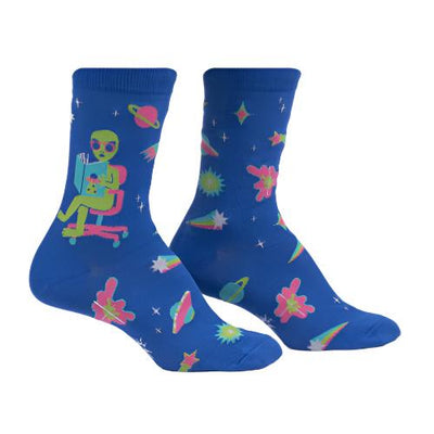 Women's Crew: InterGalactic Reading List | Glows in the dark Socks Sock It to Me  Paper Skyscraper Gift Shop Charlotte