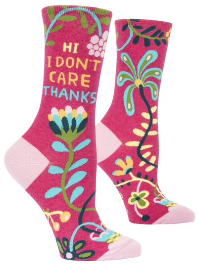 Womens Crew Sock I Dont Care Thanks Socks Blue Q  Paper Skyscraper Gift Shop Charlotte