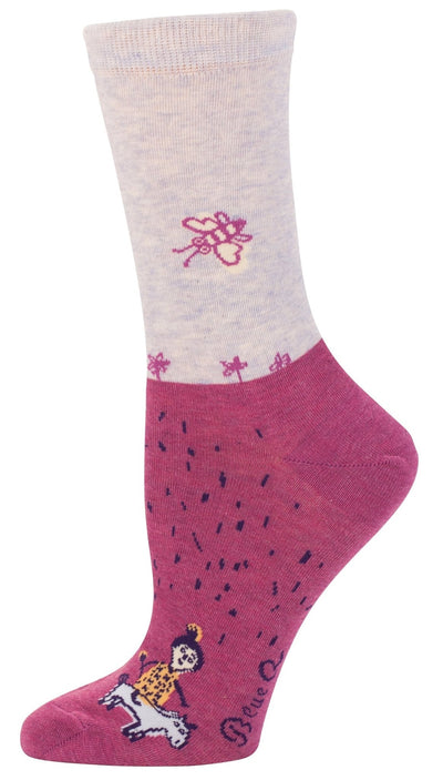 Women's Crew Socks - Bossy Socks Blue Q  Paper Skyscraper Gift Shop Charlotte