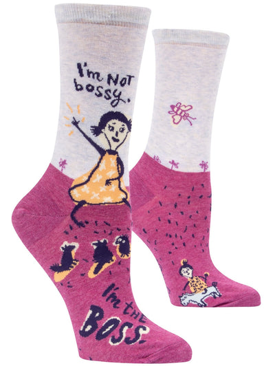 Women's Crew Socks - Bossy Apparel & Accessories - Socks Blue Q Paper Skyscraper Gift Shop Charlotte