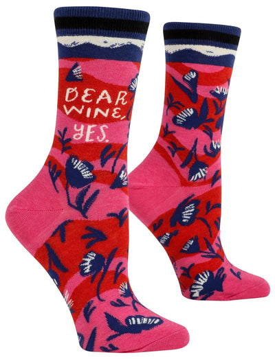 Women's Crew Socks - Dear Wine Yes Apparel & Accessories - Socks Blue Q Paper Skyscraper Gift Shop Charlotte