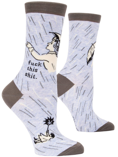 Women's Crew Socks - Fuck This Shit Socks Blue Q  Paper Skyscraper Gift Shop Charlotte