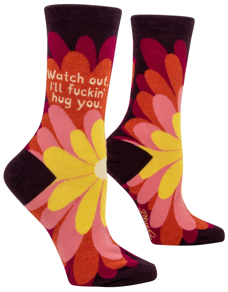 Womens Crew Socks - Ill Fucking Hug You Socks Blue Q  Paper Skyscraper Gift Shop Charlotte