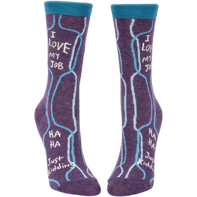 Women's Crew Socks - Love My Job Socks Blue Q  Paper Skyscraper Gift Shop Charlotte