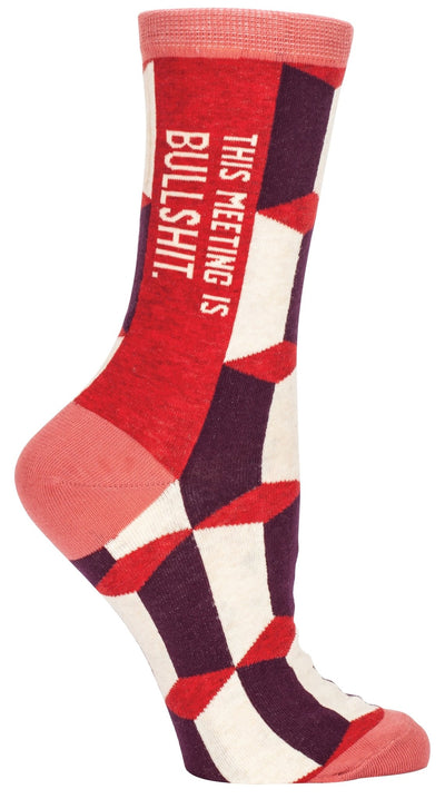 Women's Crew Socks - Meeting Socks Blue Q  Paper Skyscraper Gift Shop Charlotte