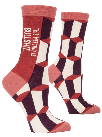 Women's Crew Socks - Meeting Socks Blue Q  Paper Skyscraper Gift Shop Charlotte