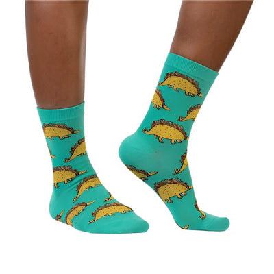 Womens Crew: Tacosaurus Socks Sock It to Me  Paper Skyscraper Gift Shop Charlotte