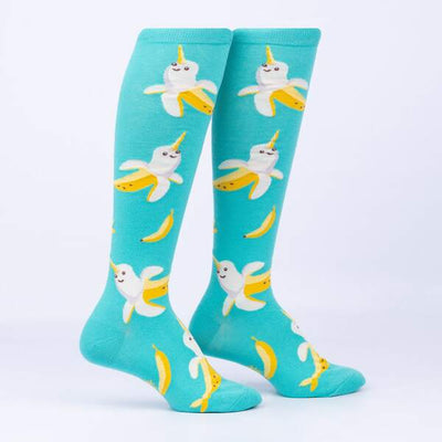 Women's Knee High: Bananarwhal Socks Sock It to Me  Paper Skyscraper Gift Shop Charlotte