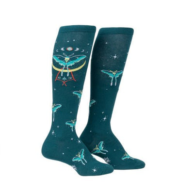 Women's Knee High: Mystic Moth | Glows in the dark!! Socks Sock It to Me  Paper Skyscraper Gift Shop Charlotte