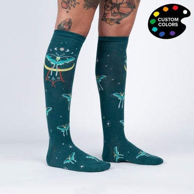 Women's Knee High: Mystic Moth | Glows in the dark!! Socks Sock It to Me  Paper Skyscraper Gift Shop Charlotte