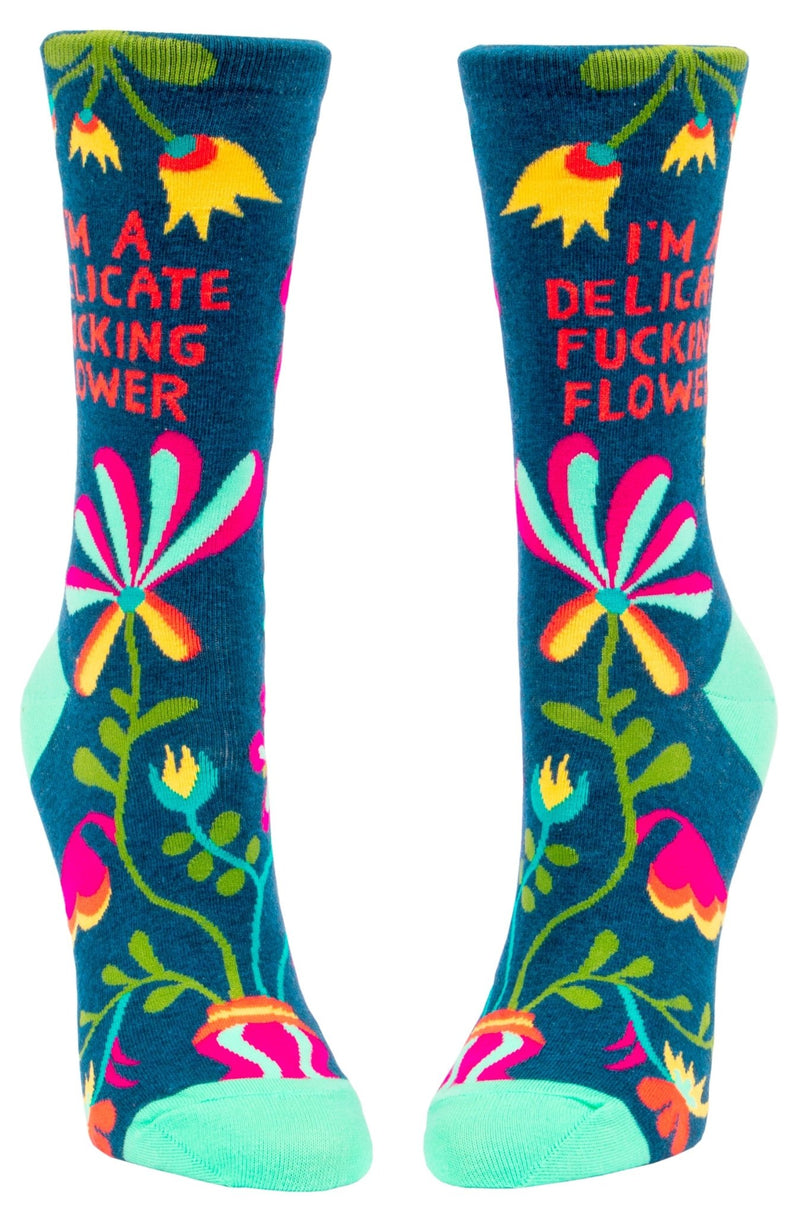 Womens Socks - Delicate Flower Socks Blue Q  Paper Skyscraper Gift Shop Charlotte