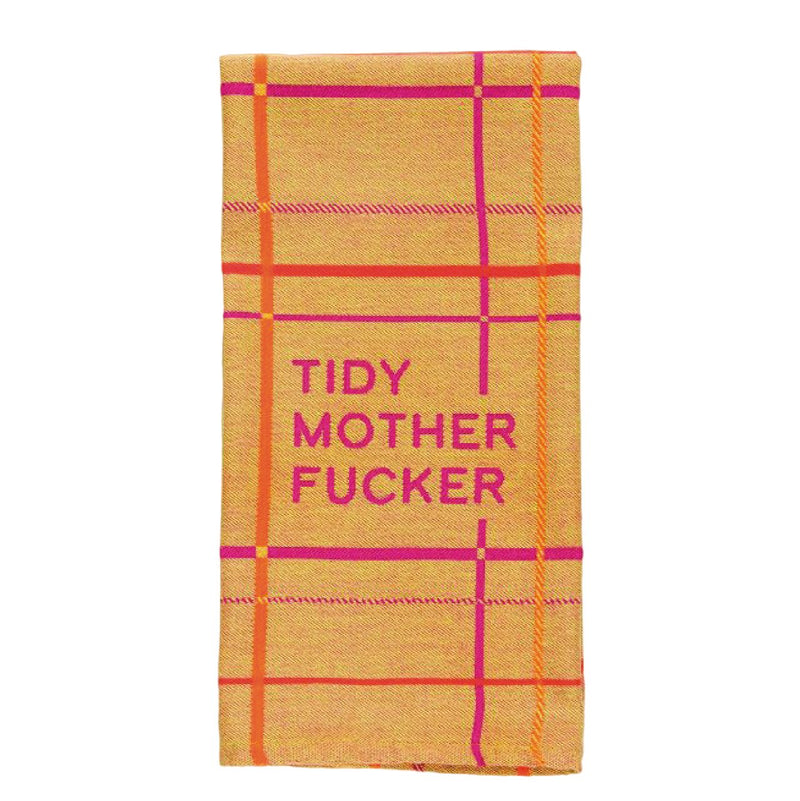 Woven Towel | Tidy Mother Fucker Dish Towels Blue Q  Paper Skyscraper Gift Shop Charlotte