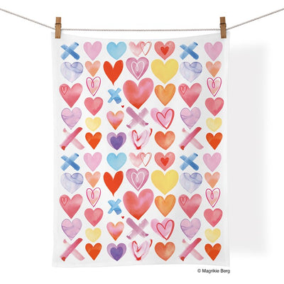 Extra Hearts 100% Cotton Tea Towel Kitchen - Hand, Tea & Dish Towels WERKSHOPPE Paper Skyscraper Gift Shop Charlotte