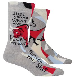 WTF My Way Through Men's Socks Apparel & Accessories - Socks Blue Q Paper Skyscraper Gift Shop Charlotte