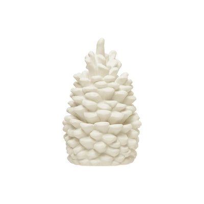 Stoneware Bisque Pinecone White 5" Round x 8"H Holiday Creative Co-Op  Paper Skyscraper Gift Shop Charlotte