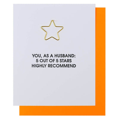 You as a Husband 5 Stars - Star Paper Clip Letterpress Card Cards Chez Gagné  Paper Skyscraper Gift Shop Charlotte